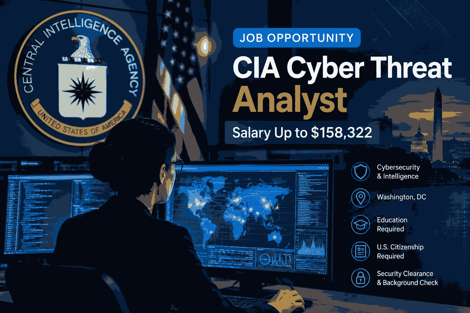 CIA Cyber Threat Analyst Job Offers Salary Up to $158,322